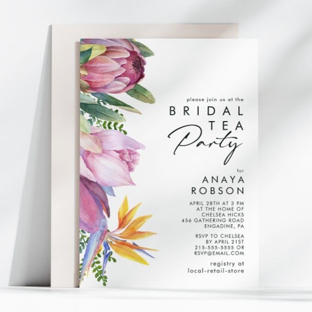 Invitation Floral tropical coloré | Tea Party (Créateur téléchargé)