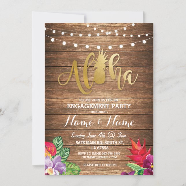 Invitation floral tropical de partie de (Devant)