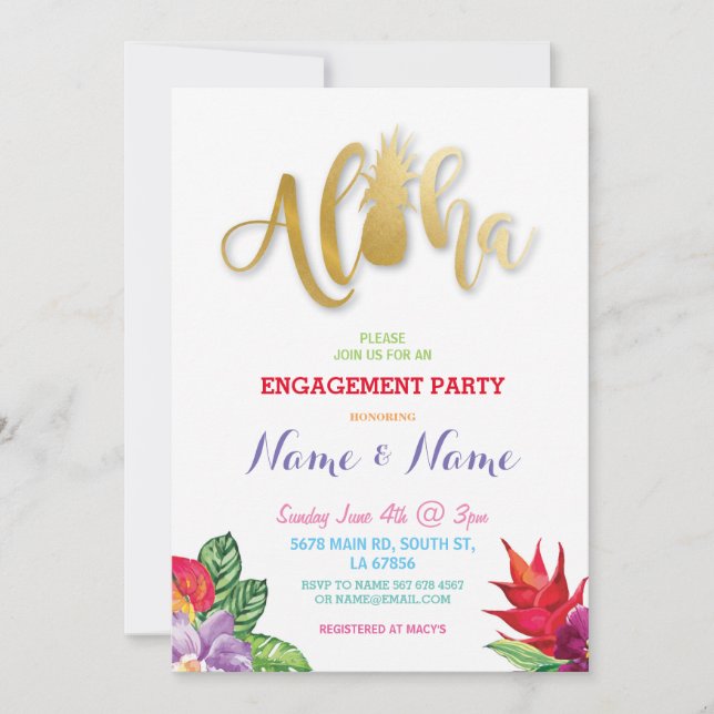 Invitation floral tropical de partie de (Devant)