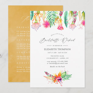Invitation Floral Tropical Summer Bachelorette Week-end