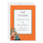 Floral turquoise et orange Enregistrer le Mariage 