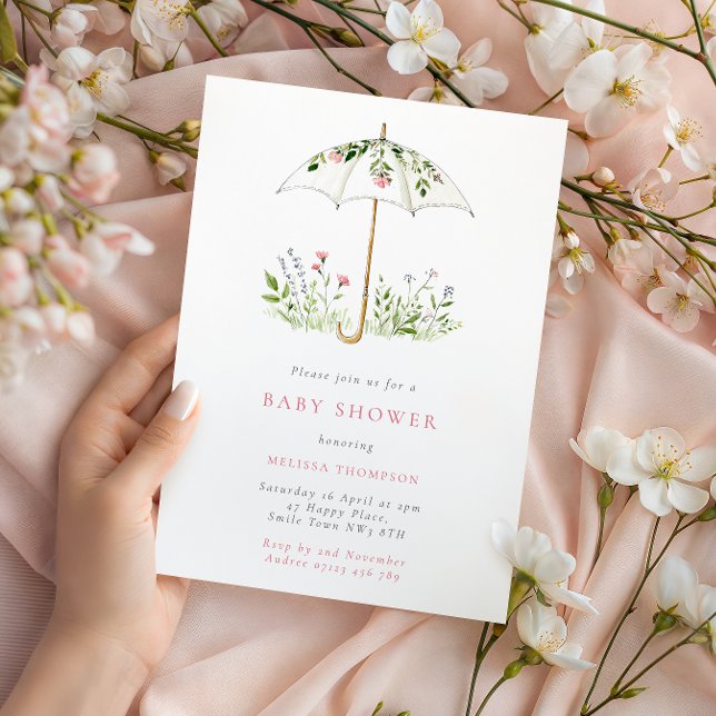 Invitation Floral Umbrella Spring Baby Shower (Créateur téléchargé)