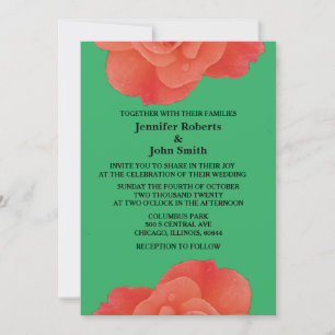 Invitation Floral Vert Orange Rose Rustique Mariage de automn
