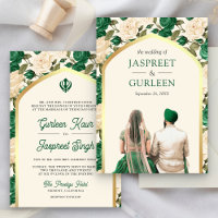 Floral vert Punjabi Anand Karaj Sikh Mariage