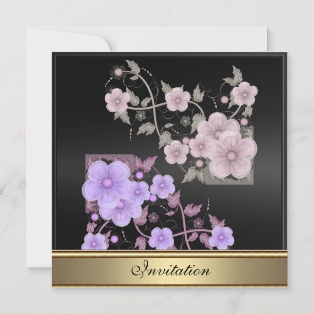 Invitation Floral victorien vintage N'importe quel anniversai (Devant)