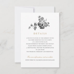 Invitation Floral Vintage Élégant Script Détails du Mariage
