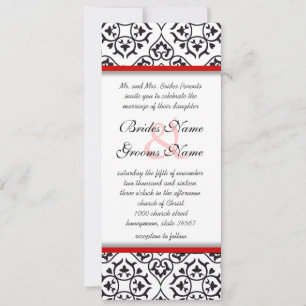 Invitation Floral Vintage noir et blanc Mariage damassé