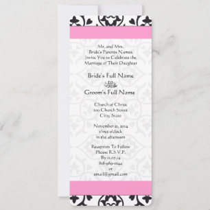 Invitation Floral Vintage noir et blanc Mariage damassé