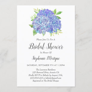 Invitation Floral violet Hydrangea Bouquet Fête des mariées