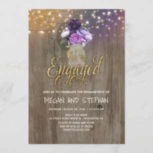 Invitation Floral violet Mason Jar Rustique Engagement