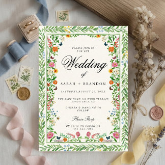 Invitation Floral Wedding Elegant Botanical Border Vintage