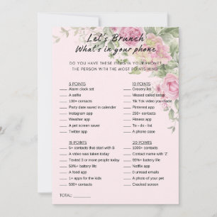 Invitation Floral What's In Your Phone Brunch Party Jeu
