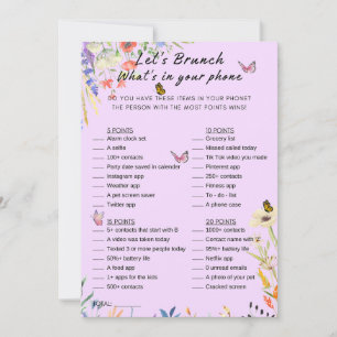 Invitation Floral What's In Your Phone Brunch Party Jeu