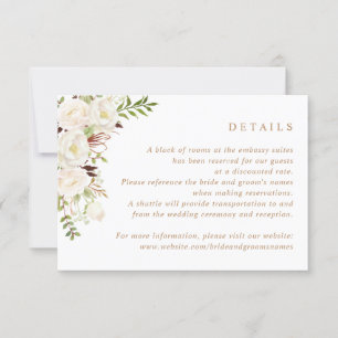Invitation Floral White Greenery Bois rustique Détails du Mar