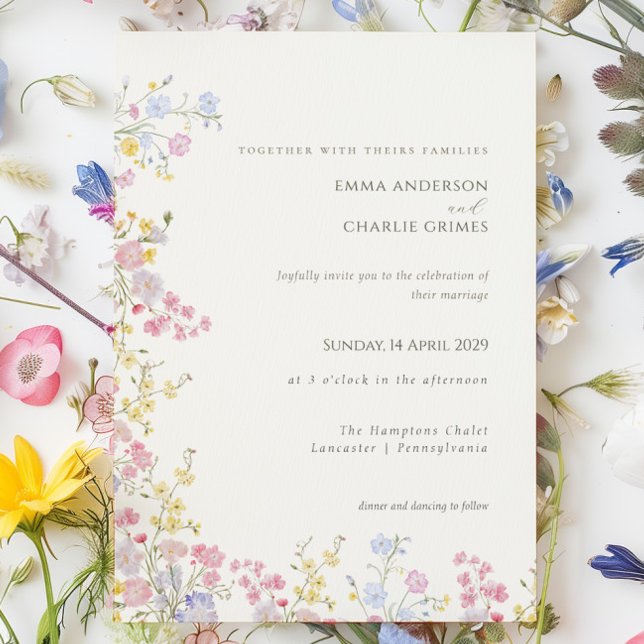 Invitation Floral Wildflower Meadow Spring Summer Wedding (Floral Wildflower Meadow Spring Summer Wedding Invitation)