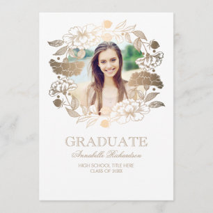Invitation Floral Wreath Photo Frame Graduation