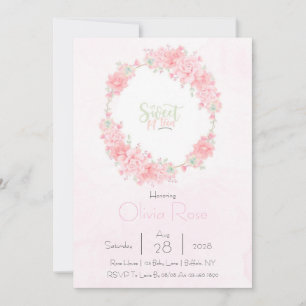 Invitation Floral Wreath Sweet 14th Girl Birthday Party Invit