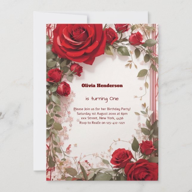 Invitation Florale 1er anniversaire (Devant)