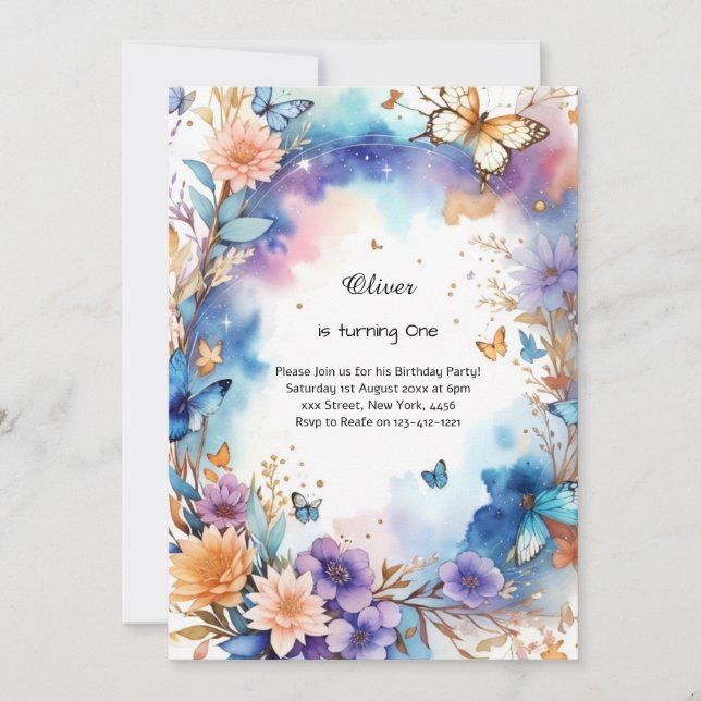 Invitation Florale 1er anniversaire (Devant)