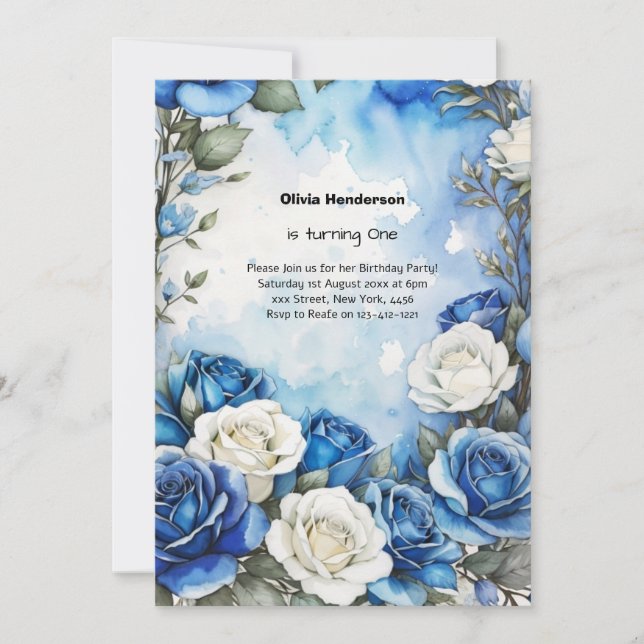 Invitation Florale 1er anniversaire (Devant)