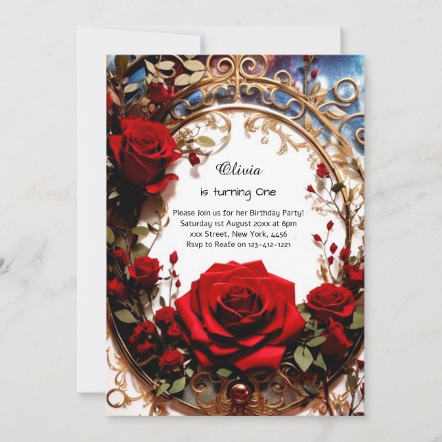 Invitation Florale 1er anniversaire (Devant)