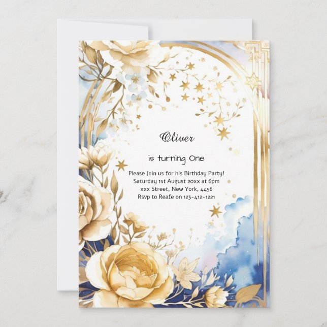 Invitation Florale 1er anniversaire (Devant)