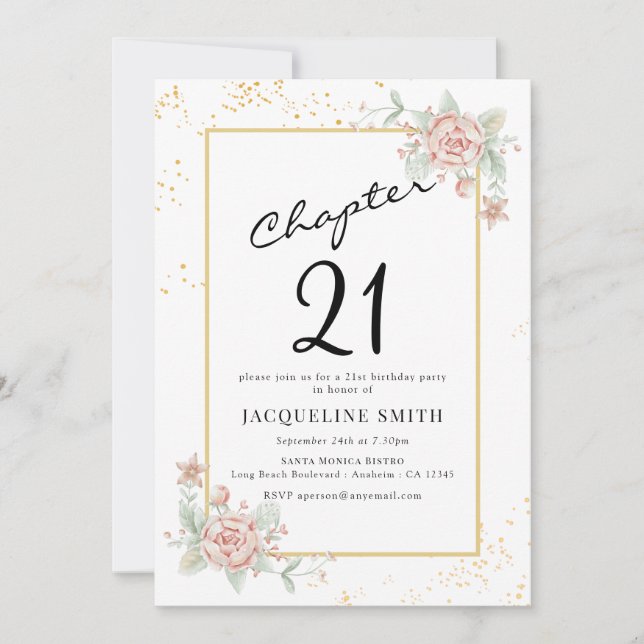 Invitation Florale 21e anniversaire (Devant)
