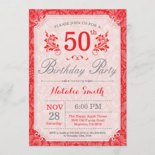 Invitation Florale 50e anniversaire Red for Women
