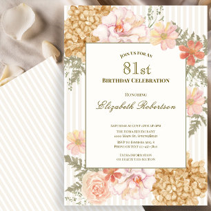 Invitation florale 81e anniversaire aux couleurs d