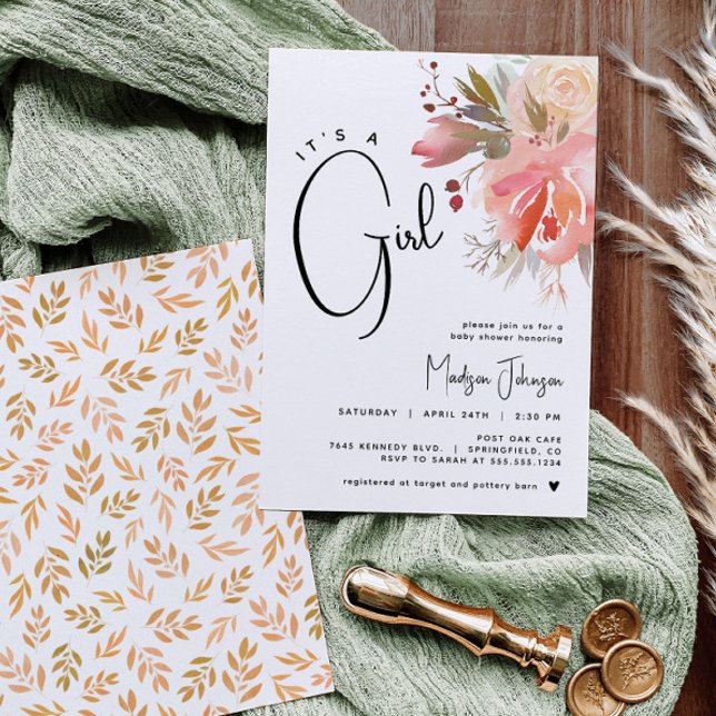 Invitation florale Baby shower fille (Créateur téléchargé)