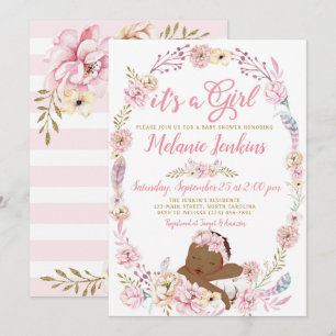 Invitation florale Baby shower fille