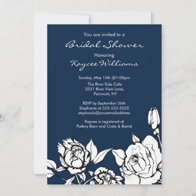 Invitation florale chic de Fête de la mariée (Devant)