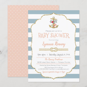 Invitation florale d'Ancre de baby shower nautique