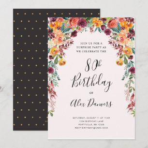 Invitation florale d'anniversaire de chute toute