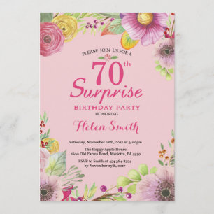 Invitation florale d'anniversaire de surprise