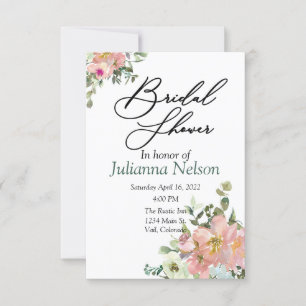 Invitation florale d'aquarelle de couleur blanche
