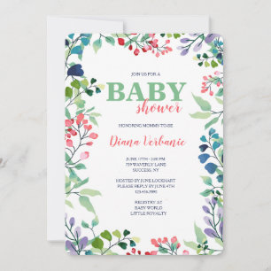 Invitation florale de baby shower de cadre