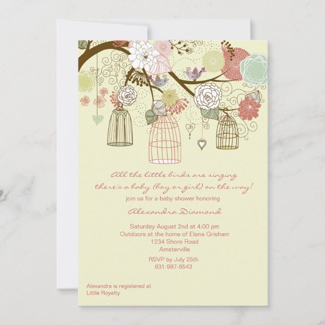 Invitation florale de baby shower d'emboîtement (Devant)