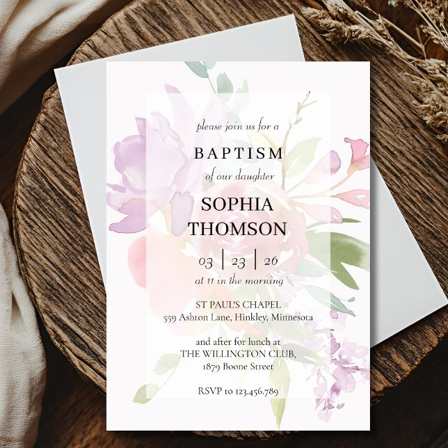 Invitation florale de baptême (Créateur téléchargé)