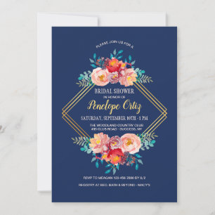 Invitation florale de cadre d'or