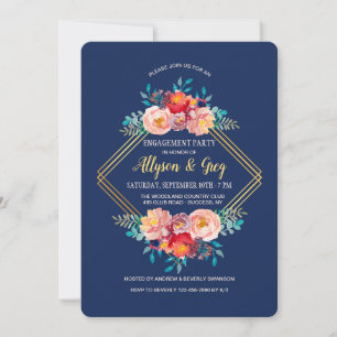 Invitation florale de cadre d'or