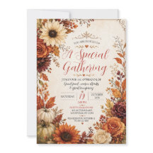 Invitation Florale de Citrouille d'Automne