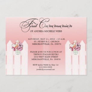 Invitation florale de communion de pot de maçon de