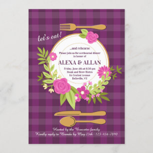 Invitation florale de dîner de répétition