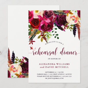 Invitation florale de dîner de répétition de Boho