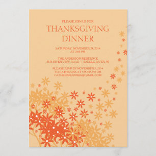 Invitation florale de dîner de thanksgiving