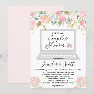 Invitation Florale de douche de couples virtuels