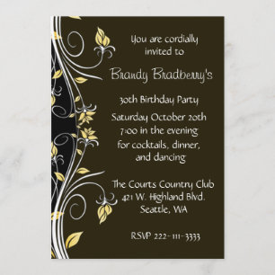 Invitation florale de fête d'anniversaire
