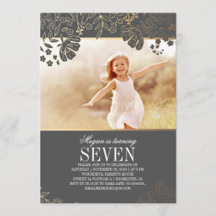 Invitation florale de fête d'anniversaire de photo