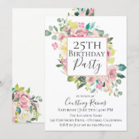 Invitation florale de fête d'anniversaire d'été en